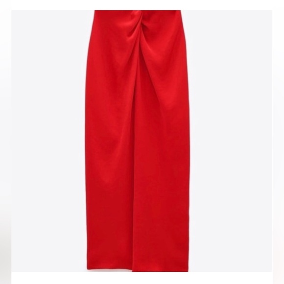 Zara Red Satin Midi Dress - Picture 5 of 5